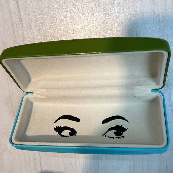 Kate Spade Green Turquoise/Pink Sunglass Eyeglass Case Hard Shell Eye Glass - Picture 2 of 3